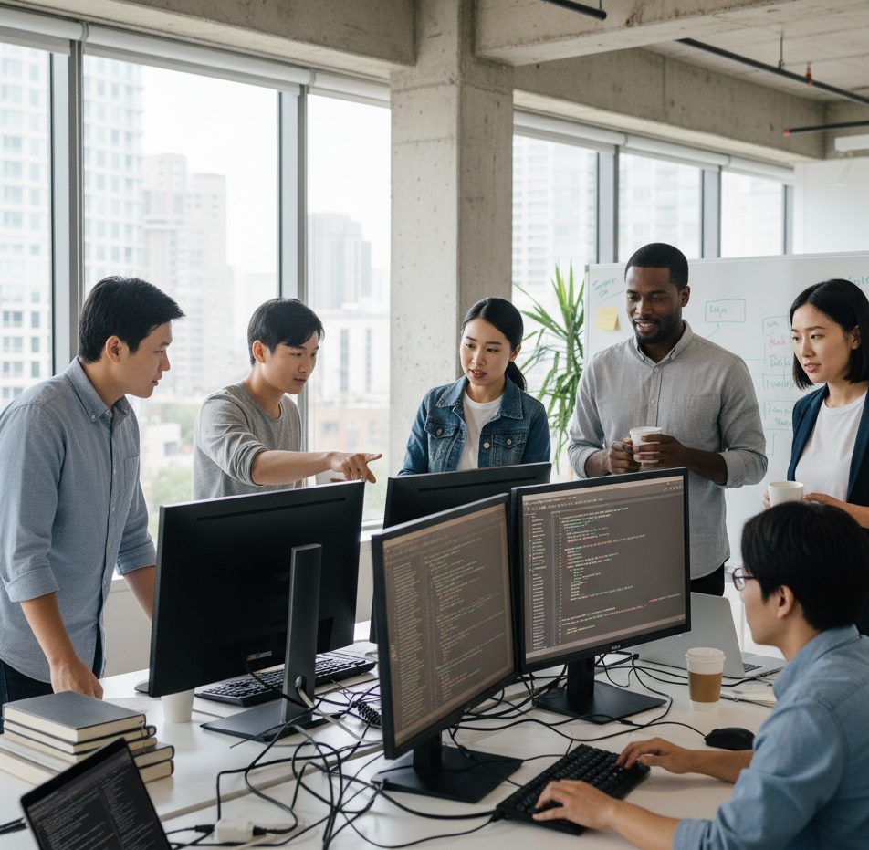 Software engineers at work